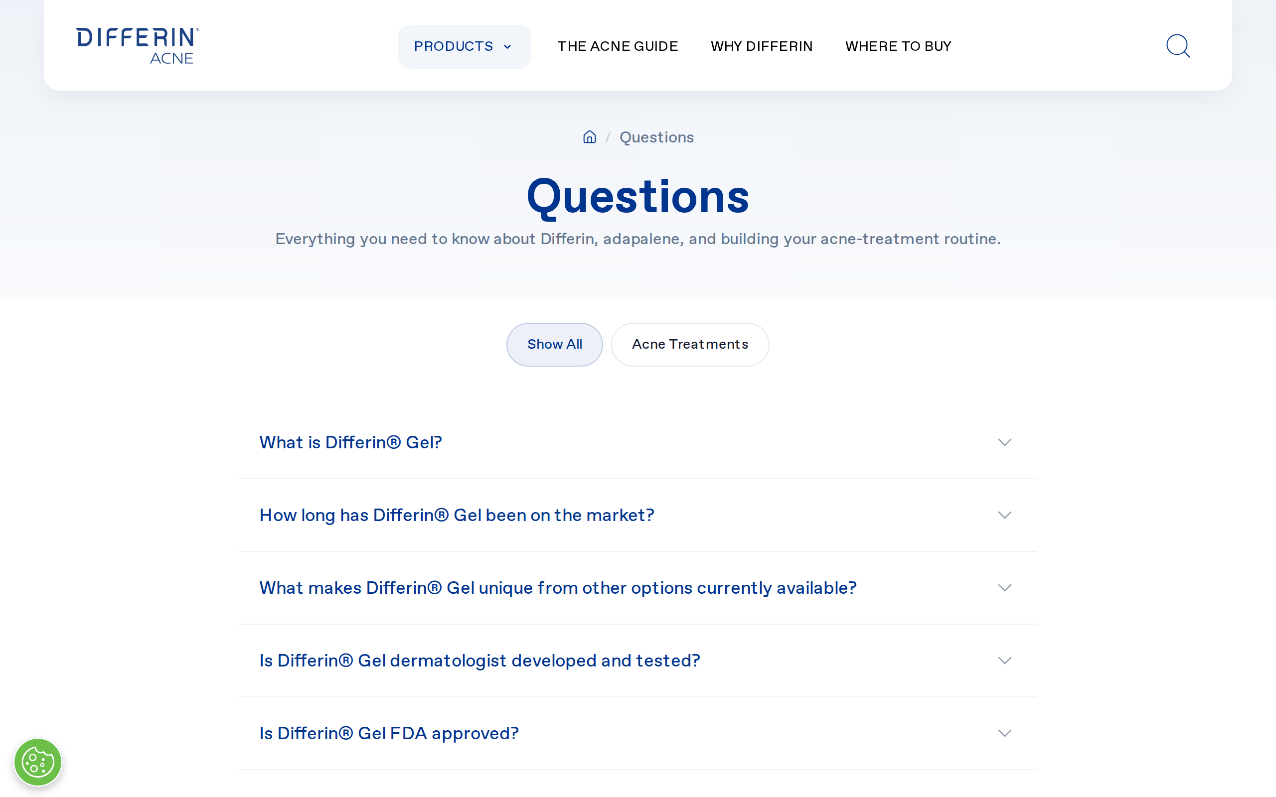 Differin's FAQ page