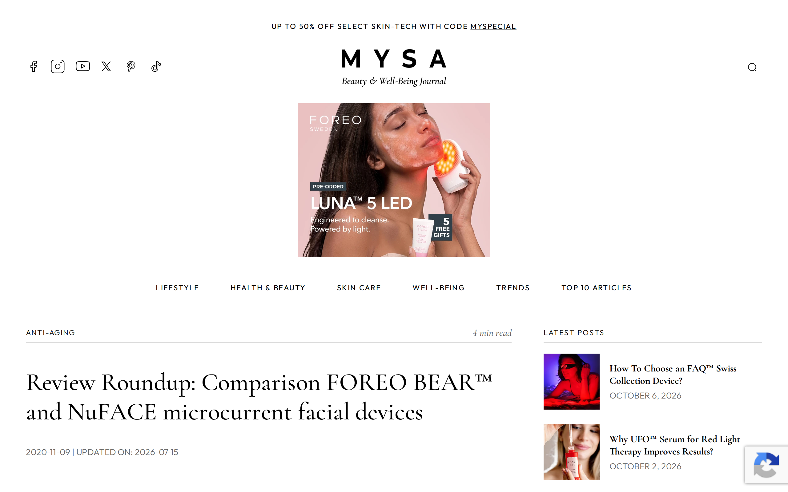 FOREO's review roundup comparing the BEAR and NuFACE ranges