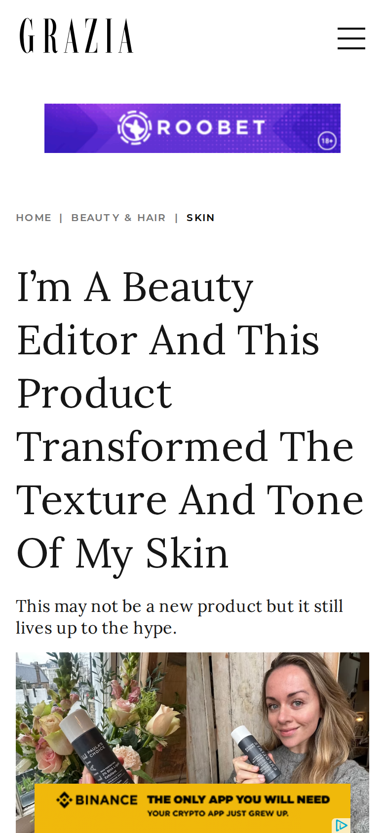 The Grazia review on a phone screen
