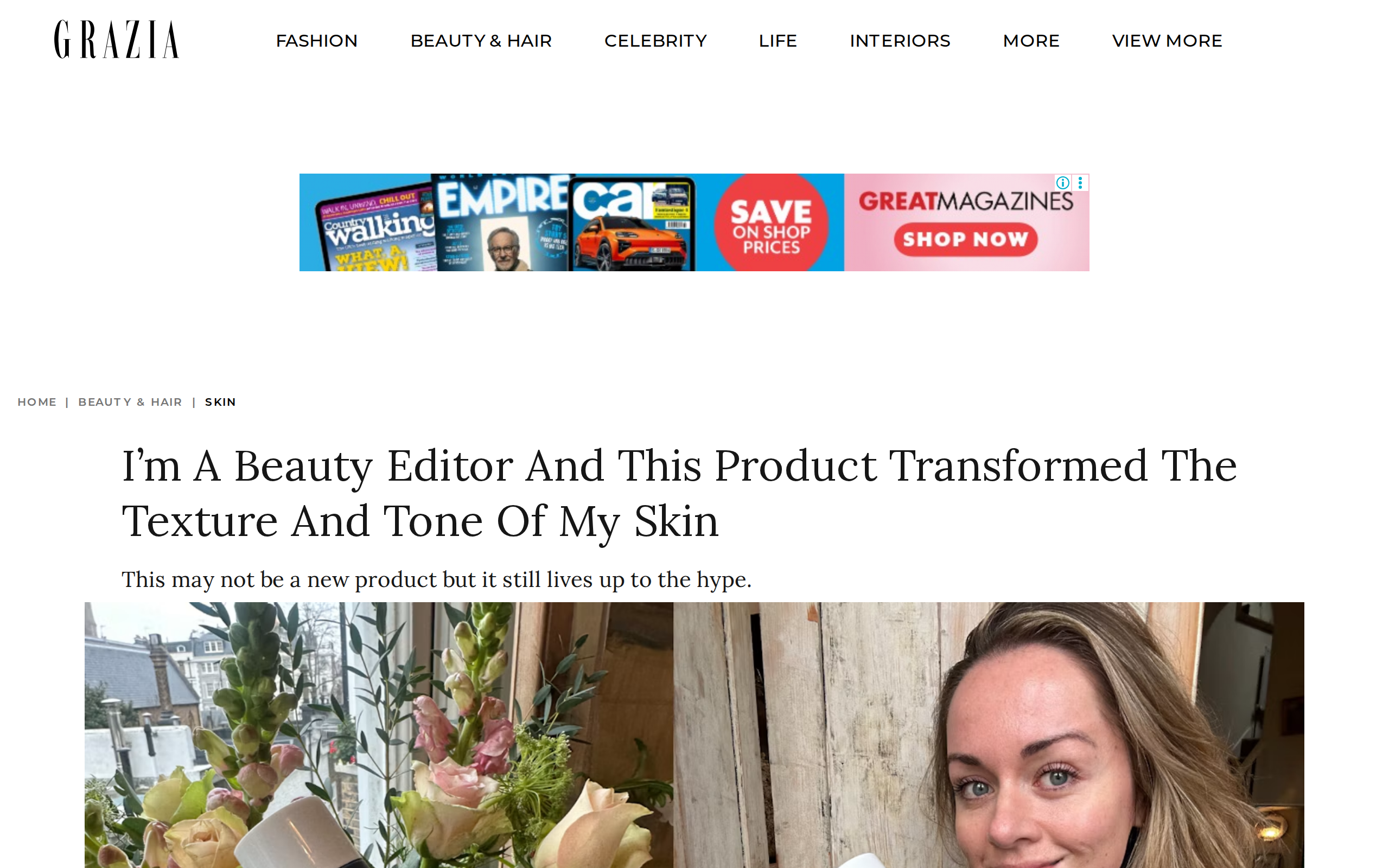 Grazia's review page for the 2% BHA Liquid Exfoliant