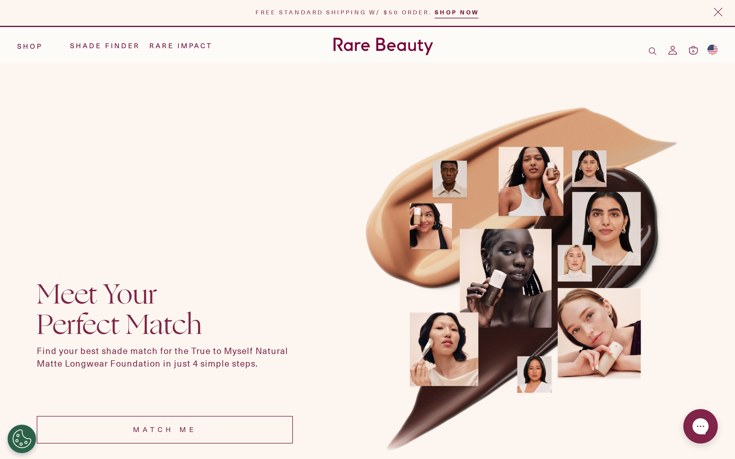 Rare Beauty shade finder page for finding a match for Liquid Touch Weightless Foundation