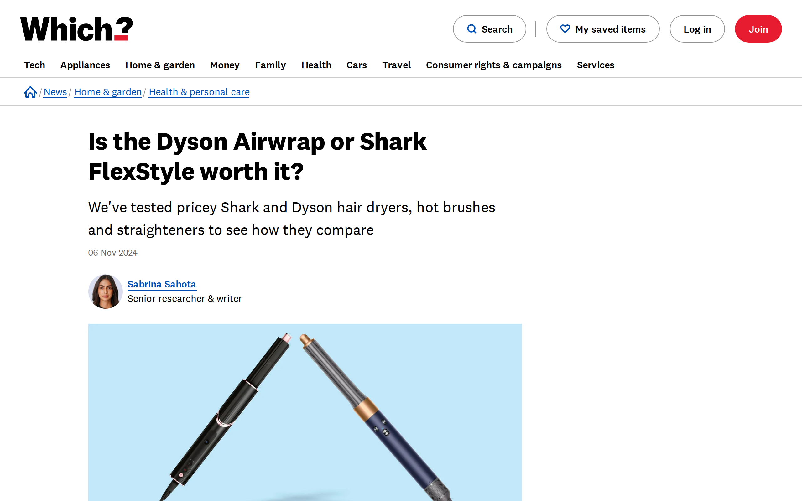 Which? comparison of the Dyson Airwrap and Shark FlexStyle